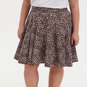 NWT Torrid Leopard Twill Pleated Mini Skater Skirt